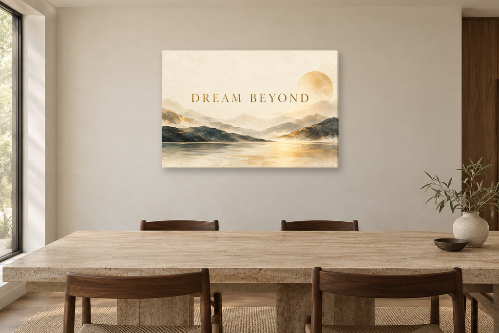 Dream Beyond — horizontal canvas in a dining room, full original artwork