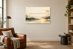 Dream Beyond — horizontal canvas in a reading corner, full original artwork