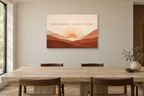 Progress Takes Time — horizontal canvas in a dining room, full original artwork