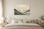 Find Your Balance — horizontal canvas in a bedroom, full original artwork