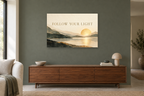 Follow Your Light — horizontal canvas in a living room, full original artwork