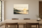 Follow Your Light — horizontal canvas in a dining room, full original artwork