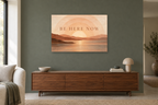 Be Here Now — horizontal canvas in a living room, full original artwork