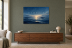Let It Unfold — horizontal canvas in a living room, full original artwork