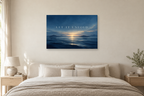 Let It Unfold — horizontal canvas in a bedroom, full original artwork