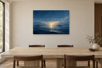 Let It Unfold — horizontal canvas in a dining room, full original artwork