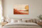 Your Time Is Now — horizontal canvas in a bedroom, full original artwork