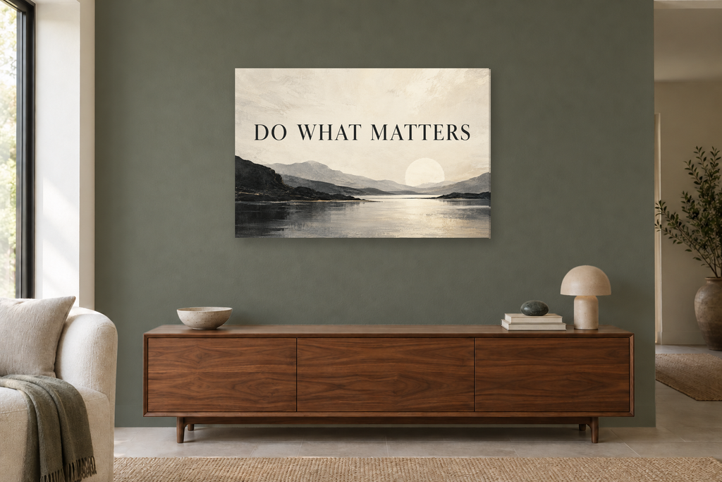 Do What Matters — horizontal canvas in a living room, full original artwork