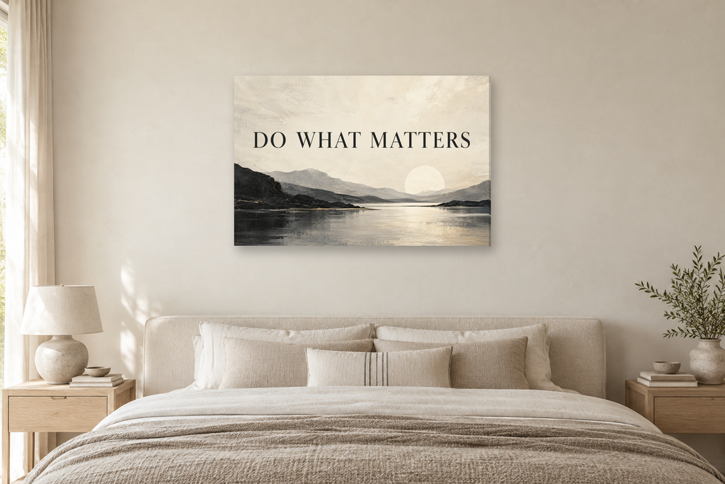 Do What Matters — horizontal canvas in a bedroom, full original artwork