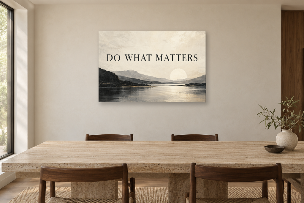 Do What Matters — horizontal canvas in a dining room, full original artwork