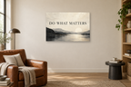 Do What Matters — horizontal canvas in a reading corner, full original artwork