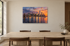 Manhattan Afterglow — horizontal canvas in a dining room, full original artwork