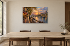 Paris Along The Seine — horizontal canvas in a dining room, full original artwork