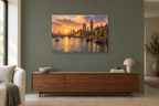 London River Light — horizontal canvas in a living room, full original artwork