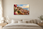 Lisbon Rooftops — horizontal canvas in a bedroom, full original artwork