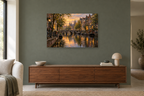 Amsterdam Reflections — horizontal canvas in a living room, full original artwork