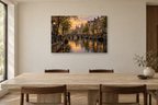 Amsterdam Reflections — horizontal canvas in a dining room, full original artwork