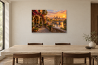 Barcelona Courtyard — horizontal canvas in a dining room, full original artwork