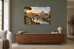 Rome Morning — horizontal canvas in a living room, full original artwork