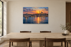 Istanbul Across Water — horizontal canvas in a dining room, full original artwork