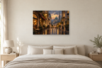 Vienna Rain — horizontal canvas in a bedroom, full original artwork