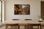 Vienna Rain — horizontal canvas in a dining room, full original artwork