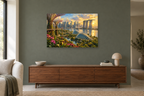 Singapore Garden City — horizontal canvas in a living room, full original artwork
