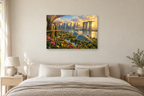 Singapore Garden City — horizontal canvas in a bedroom, full original artwork