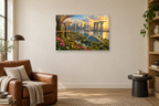 Singapore Garden City — horizontal canvas in a reading corner, full original artwork