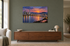 Seoul Evening — horizontal canvas in a living room, full original artwork
