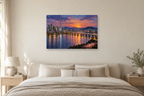 Seoul Evening — horizontal canvas in a bedroom, full original artwork