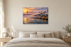 San Francisco Fog — horizontal canvas in a bedroom, full original artwork