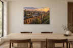 New York Brownstones — horizontal canvas in a dining room, full original artwork