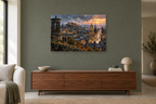 Edinburgh Stone Light — horizontal canvas in a living room, full original artwork