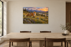 Fox In The Meadow — horizontal canvas in a dining room, full original artwork
