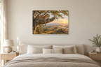 Leopard In Acacia — horizontal canvas in a bedroom, full original artwork