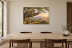 Leopard In Acacia — horizontal canvas in a dining room, full original artwork