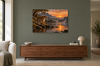 Tiger By The Water — horizontal canvas in a living room, full original artwork