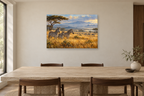 Zebras In Golden Grass — horizontal canvas in a dining room, full original artwork