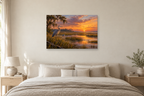 Herons At The Marsh — horizontal canvas in a bedroom, full original artwork