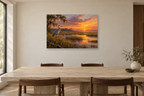 Herons At The Marsh — horizontal canvas in a dining room, full original artwork