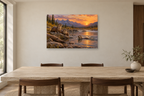 Otters At The River — horizontal canvas in a dining room, full original artwork