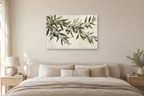 Olive Branch Study — horizontal canvas in a bedroom, full original artwork