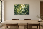Monstera Canopy — horizontal canvas in a dining room, full original artwork