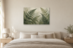 Fern Fronds — horizontal canvas in a bedroom, full original artwork