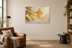 Ginkgo Gold — horizontal canvas in a reading corner, full original artwork
