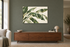 Banana Leaf Rhythm — horizontal canvas in a living room, full original artwork
