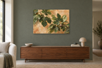 Fig Leaves — horizontal canvas in a living room, full original artwork