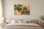 Fig Leaves — horizontal canvas in a bedroom, full original artwork