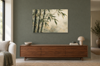 Bamboo Whisper — horizontal canvas in a living room, full original artwork